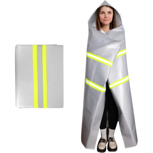Emergency Fireproof Cloak with Hood - Silver
